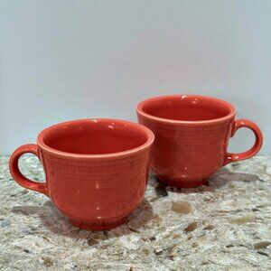 Fiesta Ware Homer Laughlin Persimmon Coffee Mugs Tea Cups 6 Ounce Lot of 2